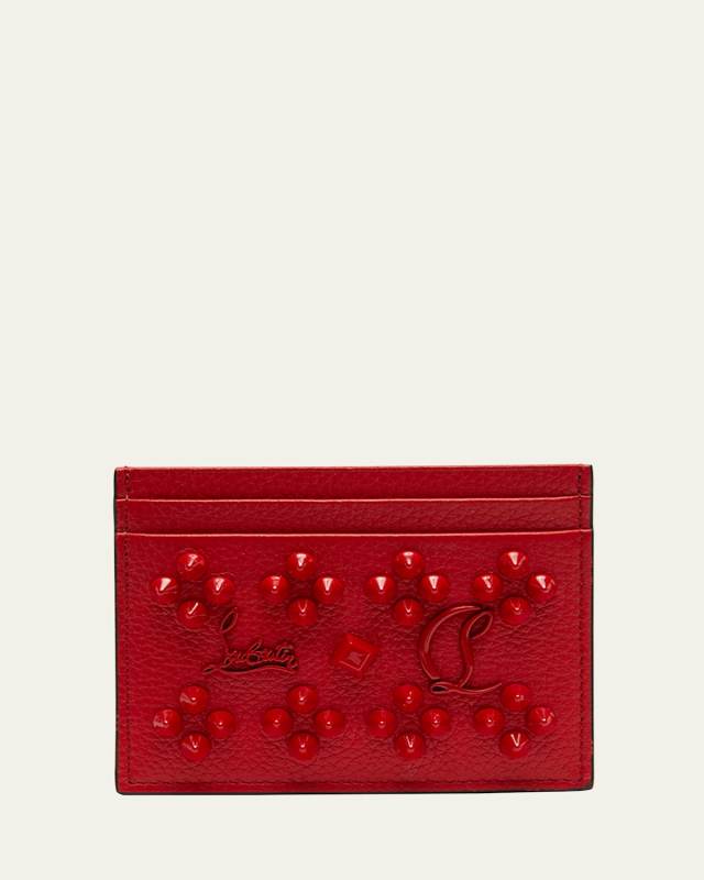Kios Card Case in Leather with Loubinthesky Spikes